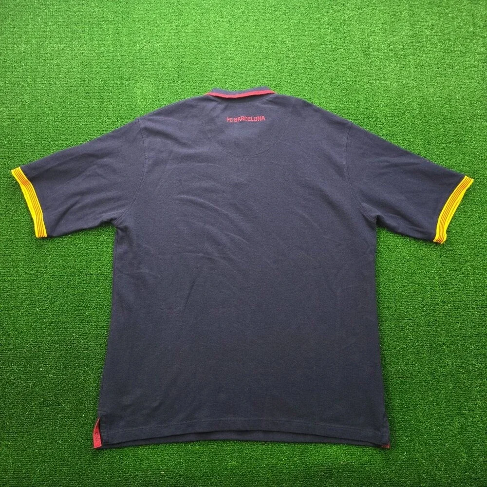 FC Barcelona Barca Polo‎ Mens 3XL/2XL Blue Senyera Stripe Sleeve Soccer Shirt